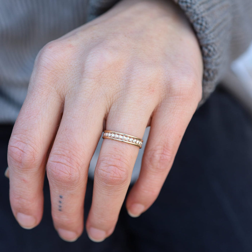 
                  
                    RNG 3 Band Stacked Ring - Gold Filled with Silver Round Bead Band
                  
                