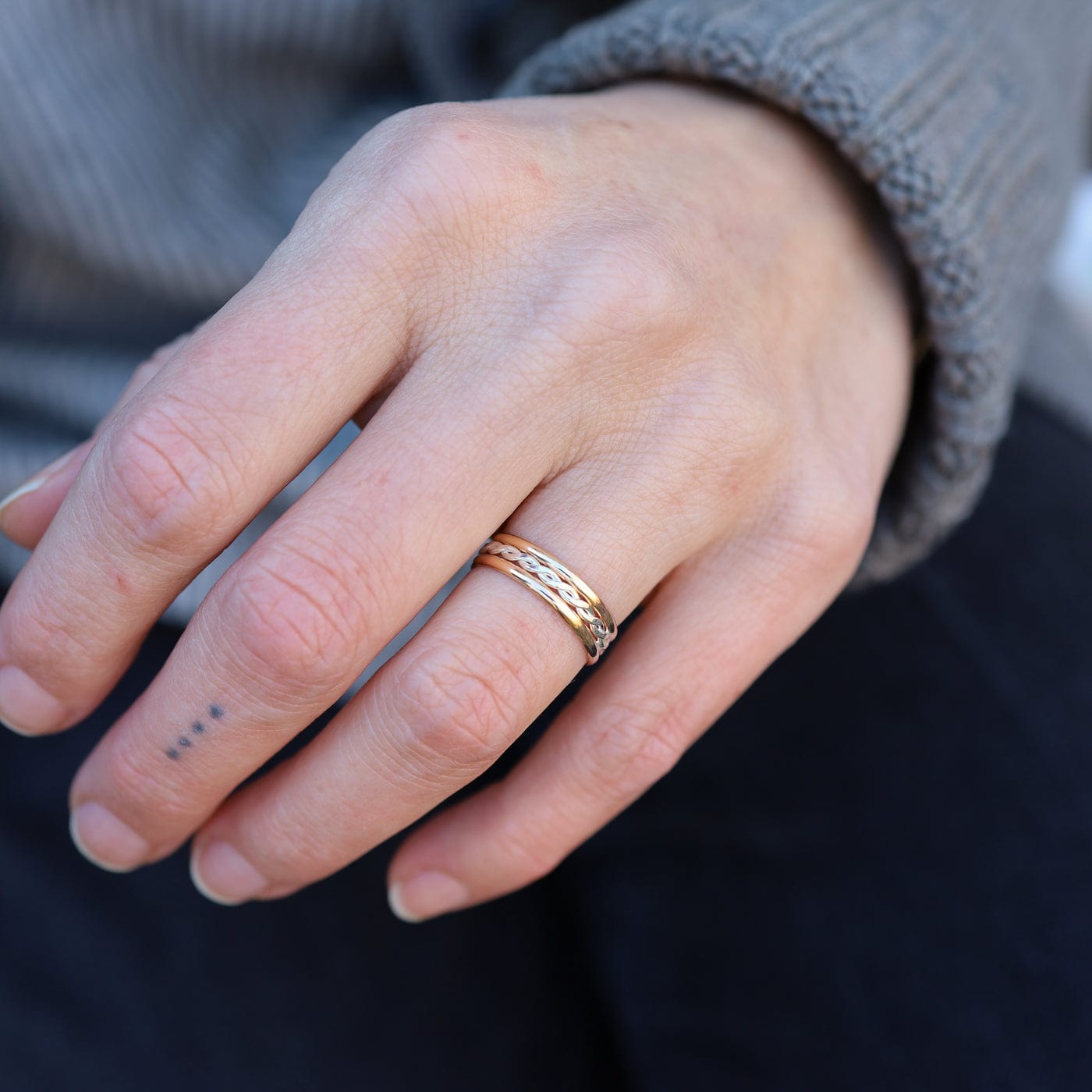 RNG 3 Band Stacked Ring - Gold Filled with Silver Twist