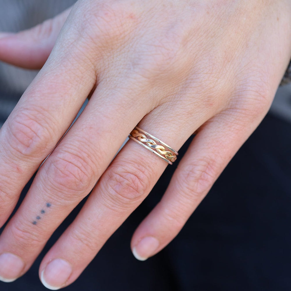 
                  
                    RNG 3 Band Stacked Ring - Sterling Silver with Gold Filled Big Twist
                  
                