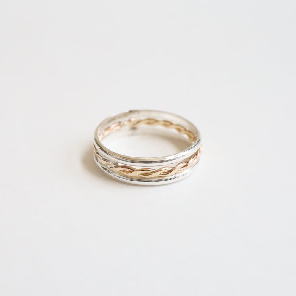 RNG 3 Band Stacked Ring - Sterling Silver with Gold Filled Twist