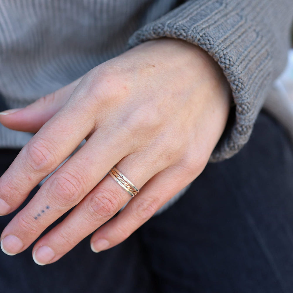 
                      
                        RNG 3 Band Stacked Ring - Sterling Silver with Gold Filled Twist
                      
                    