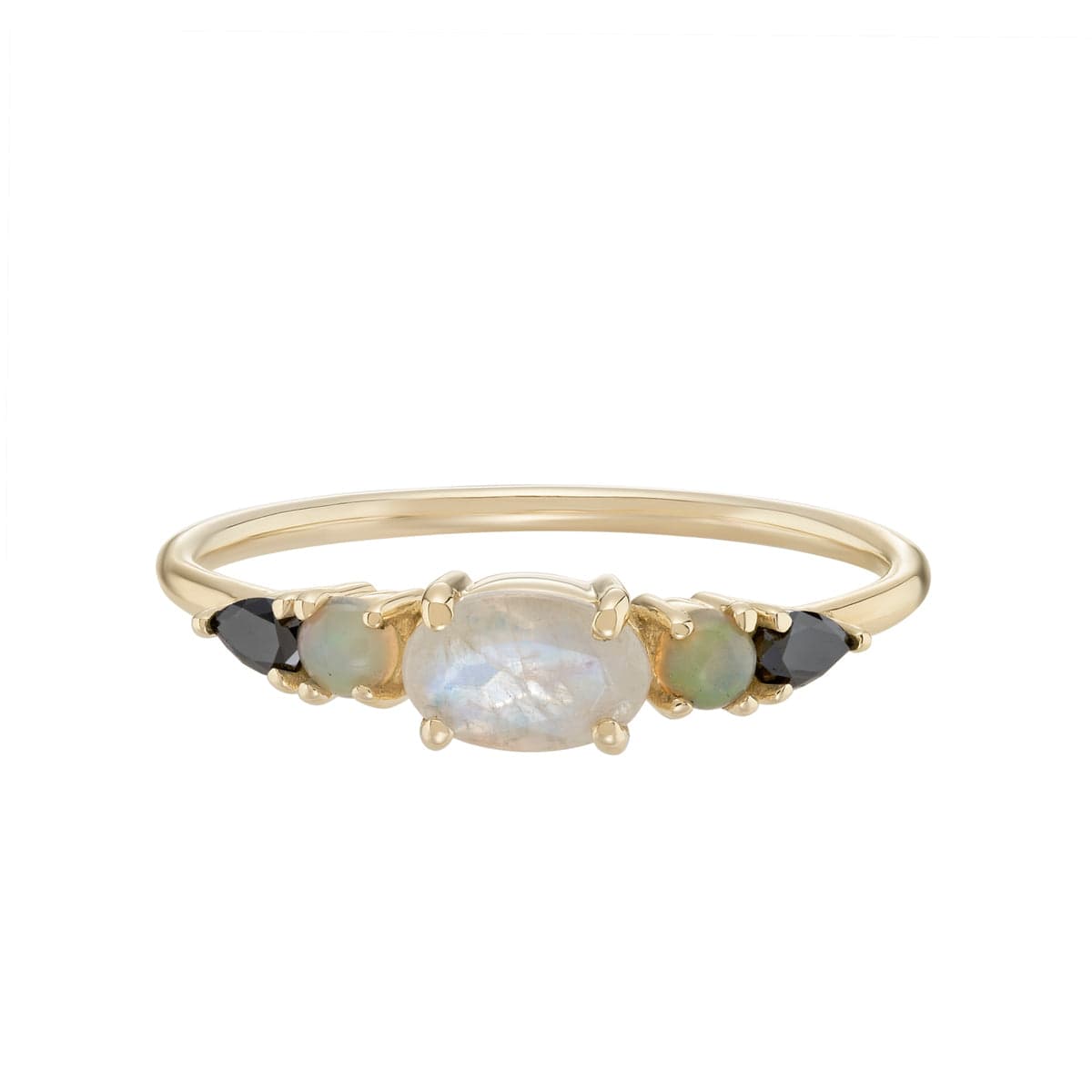 RNG-9K 9k Yellow Gold Multi Gemstone Claw Set Ring - Moon