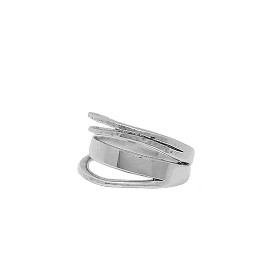 RNG Abstract Sterling Silver Ring with Mixed Textures
