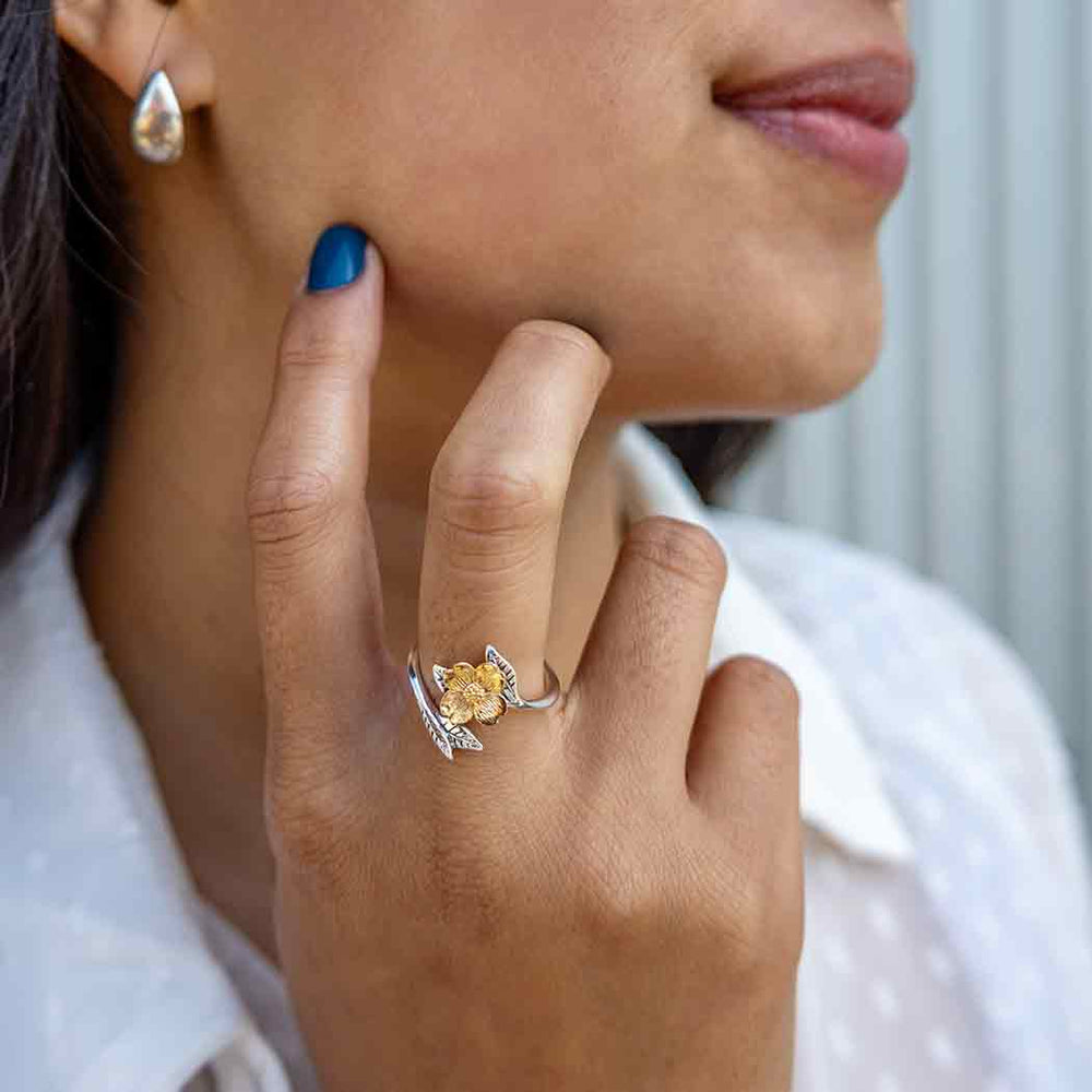 RNG Adjustable Dogwood Flower & Leaves Ring