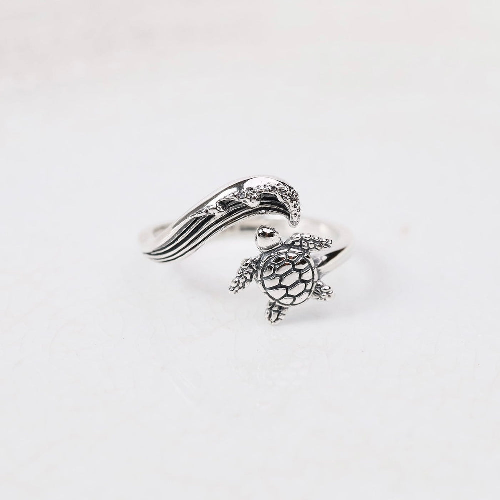 RNG Adjustable Sea Turtle & Wave Ring