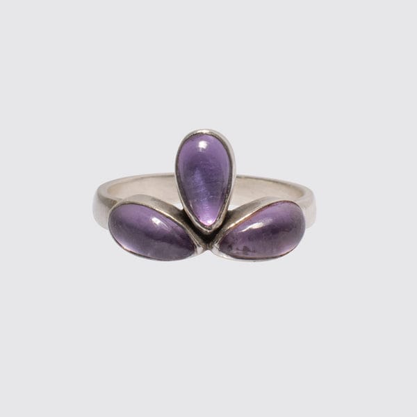 RNG Amethyst Glowing Lotus Blossom Ring  - Sterling Silver