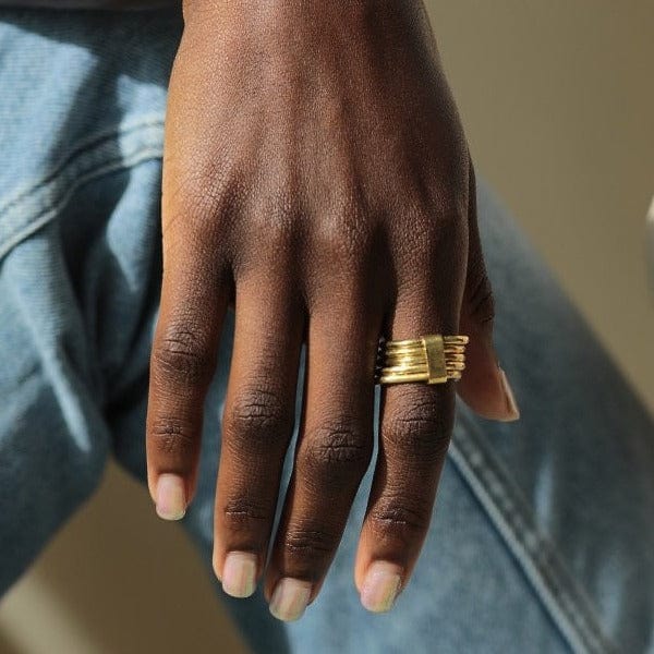 RNG-BRASS Nyundo Stacking Rings - Gold Plated Brass