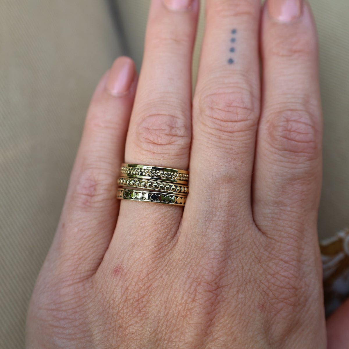 Load image into Gallery viewer, RNG-BRASS Solid Brass Dot Stacking Ring

