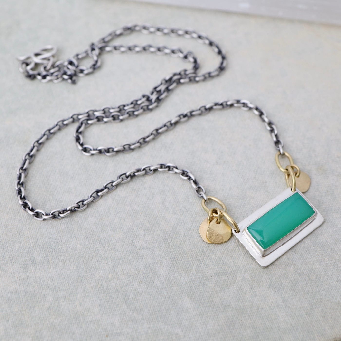 RNG Chrysoprase Gold Sequin Necklace - One of a Kind