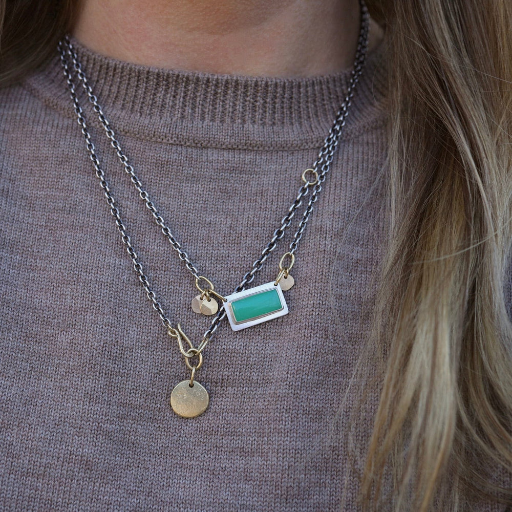 
                      
                        RNG Chrysoprase Gold Sequin Necklace - One of a Kind
                      
                    