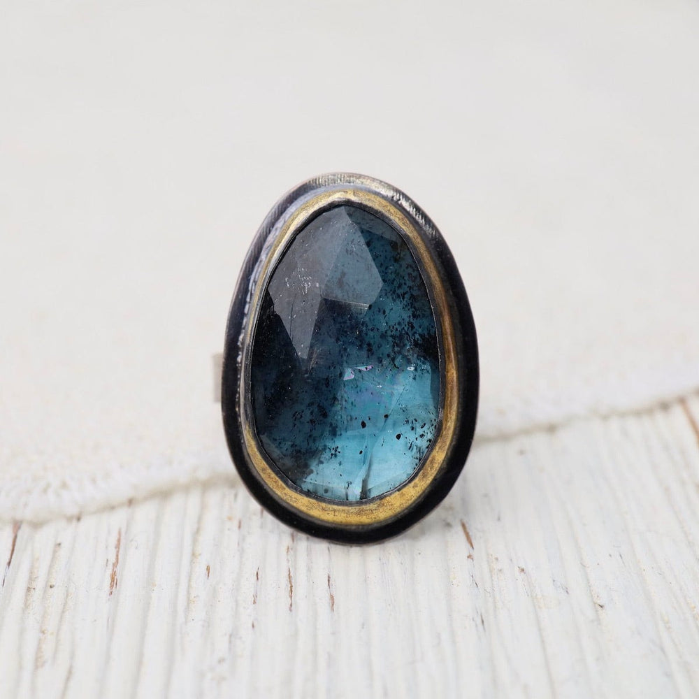 RNG Crescent Rim Ring in Teal Kyanite