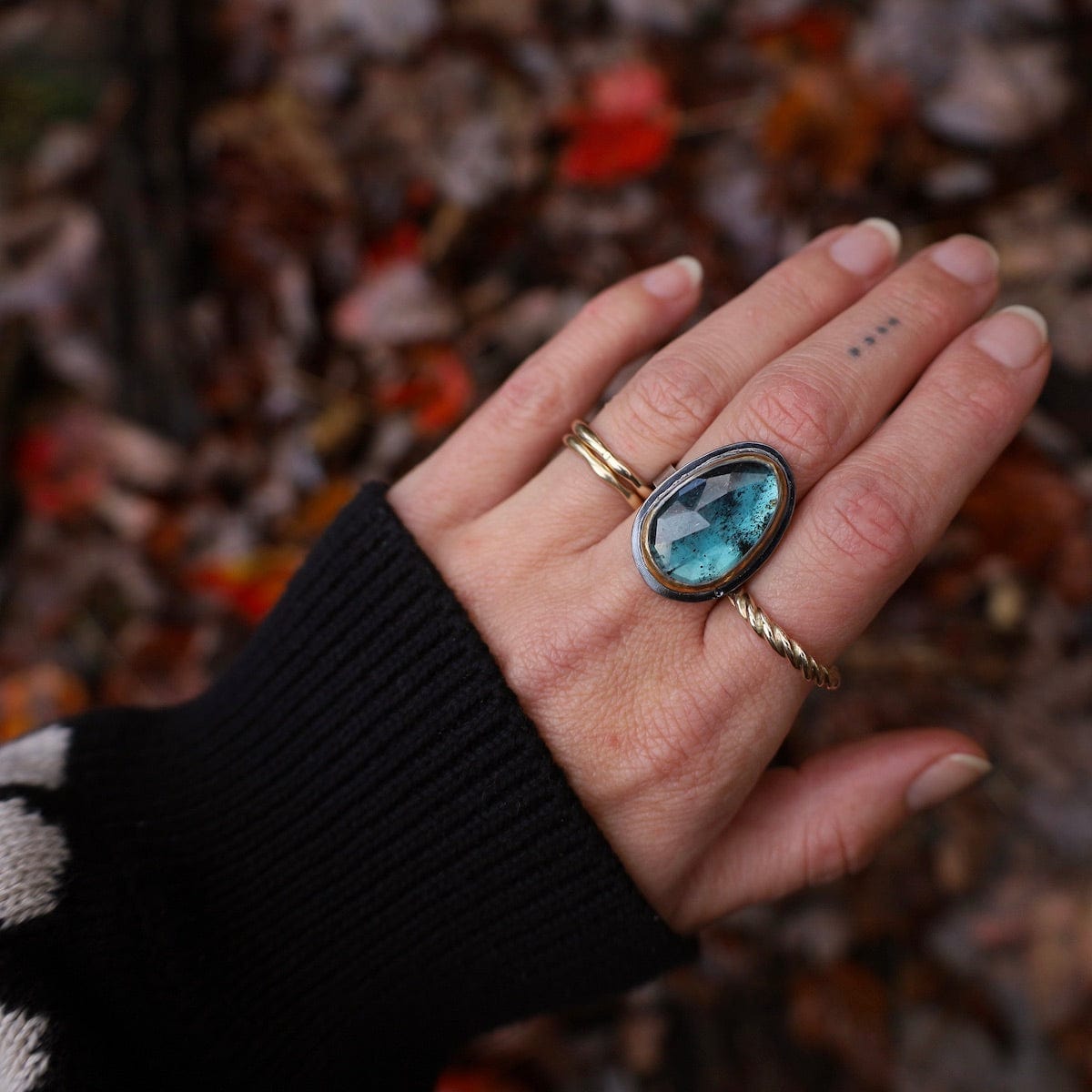 RNG Crescent Rim Ring in Teal Kyanite