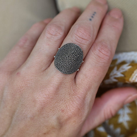 RNG Curved Sterling Silver Granulation Ring