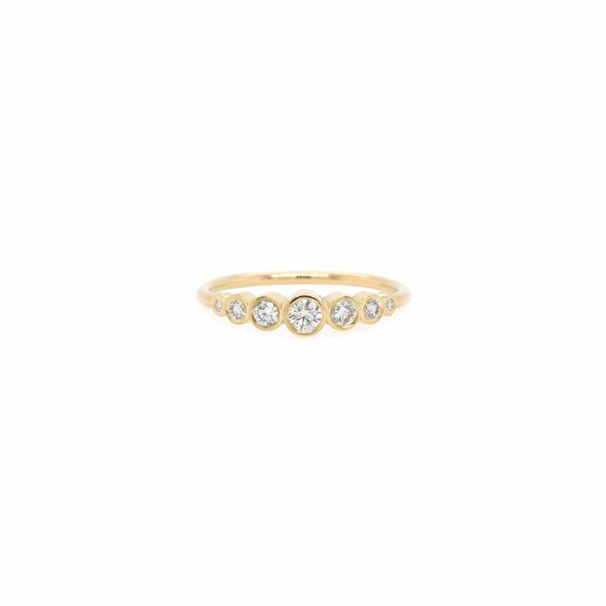 RNG-DIA 14K Gold 7 Graduated Diamond Bezel Ring
