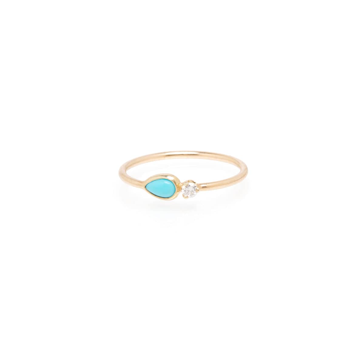 RNG-DIA 14k Pear Turquoise & Diamond Ring