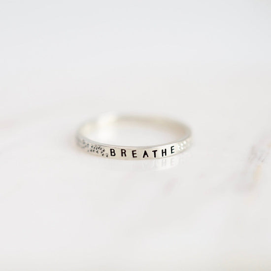 RNG Diamond Dusted Accented Narrow Remembrance Inspiring - Breathe