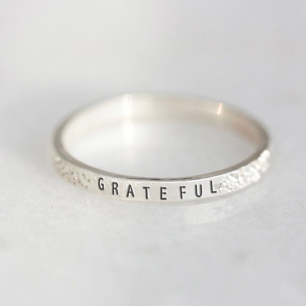 RNG Diamond Dusted Accented Narrow Remembrance Inspiring - Grateful