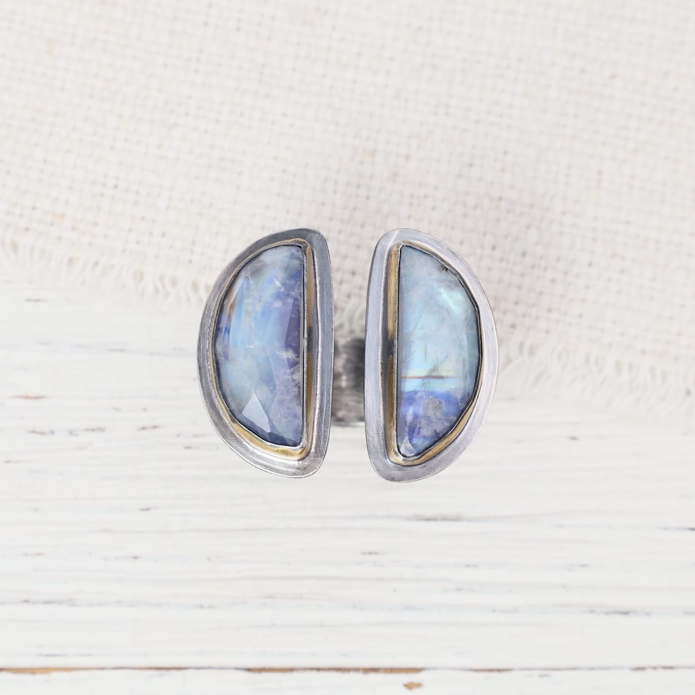 RNG Double Hemi Wrap Ring -Moonstone - Adjustable