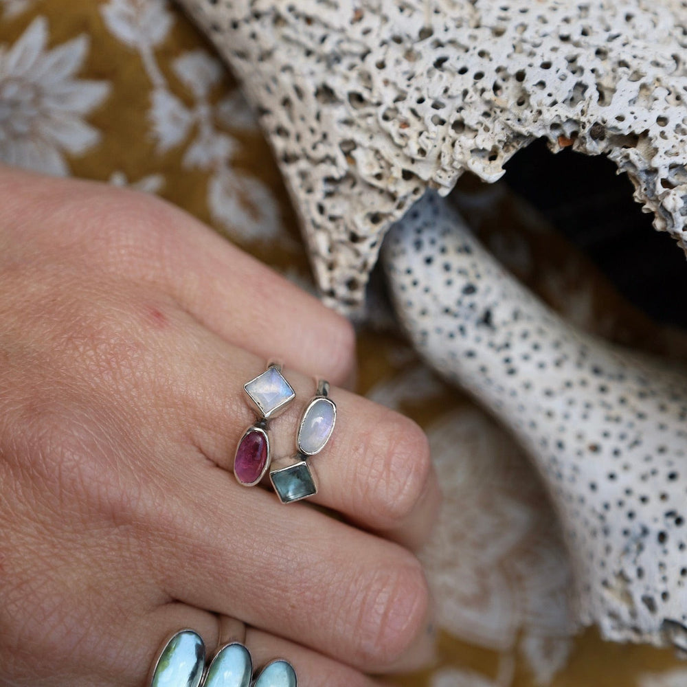 
                      
                        RNG Double Stone Stacking Ring - Pink Tourmaline & Moonstone
                      
                    