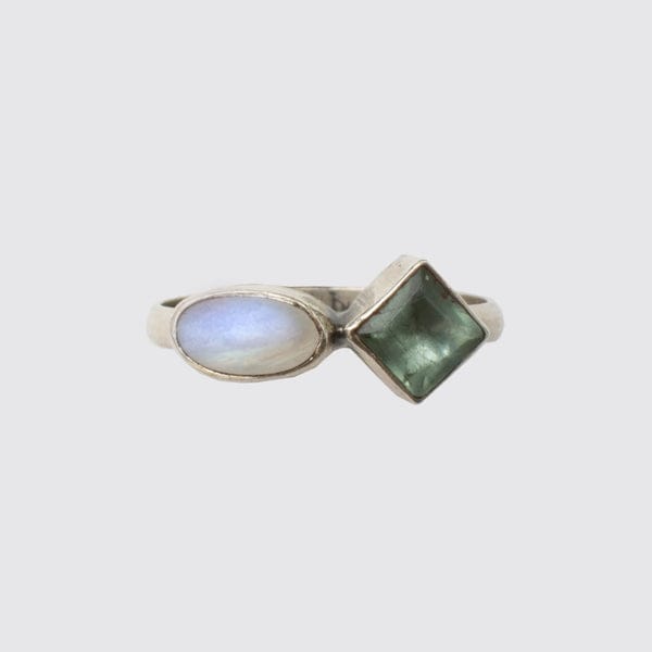 RNG Double Stone Stacking Ring - Rainbow Moonstone & Apatite