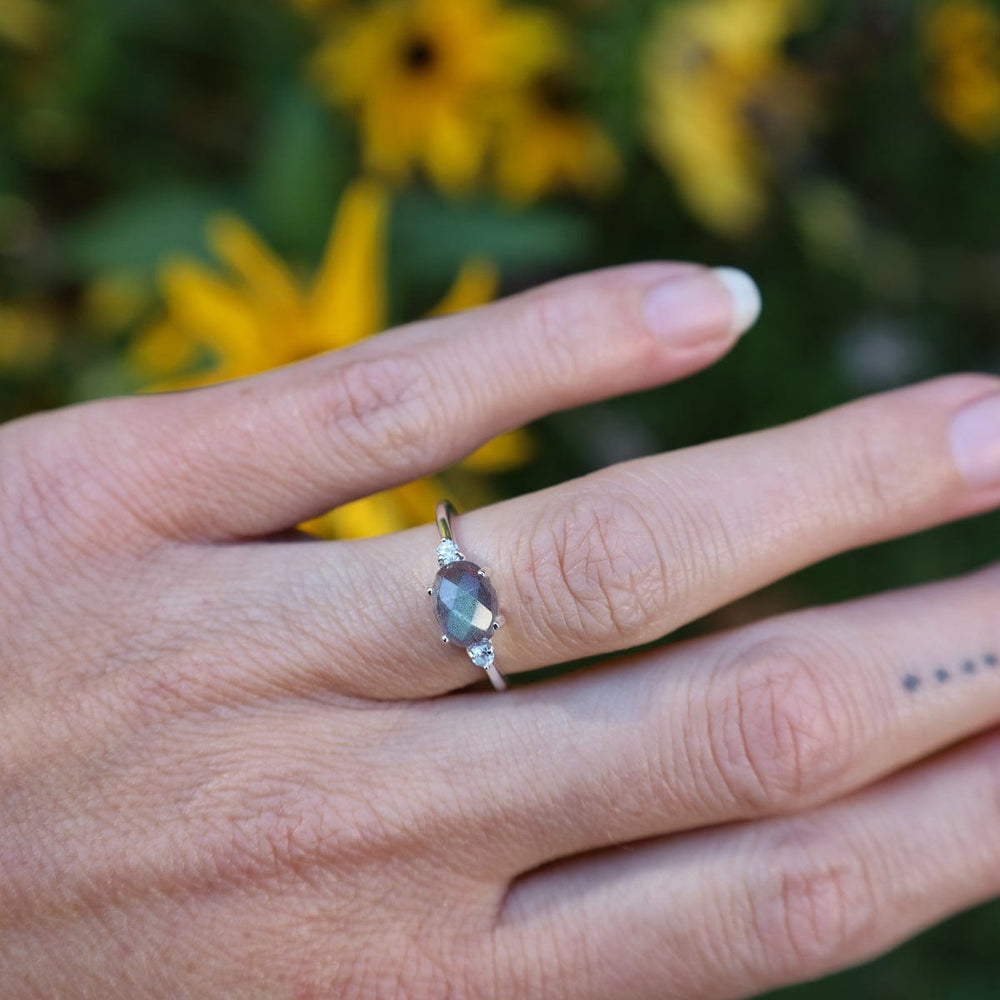 
                      
                        RNG East West Prong Set Oval Rose Cut Labradorite Ring
                      
                    