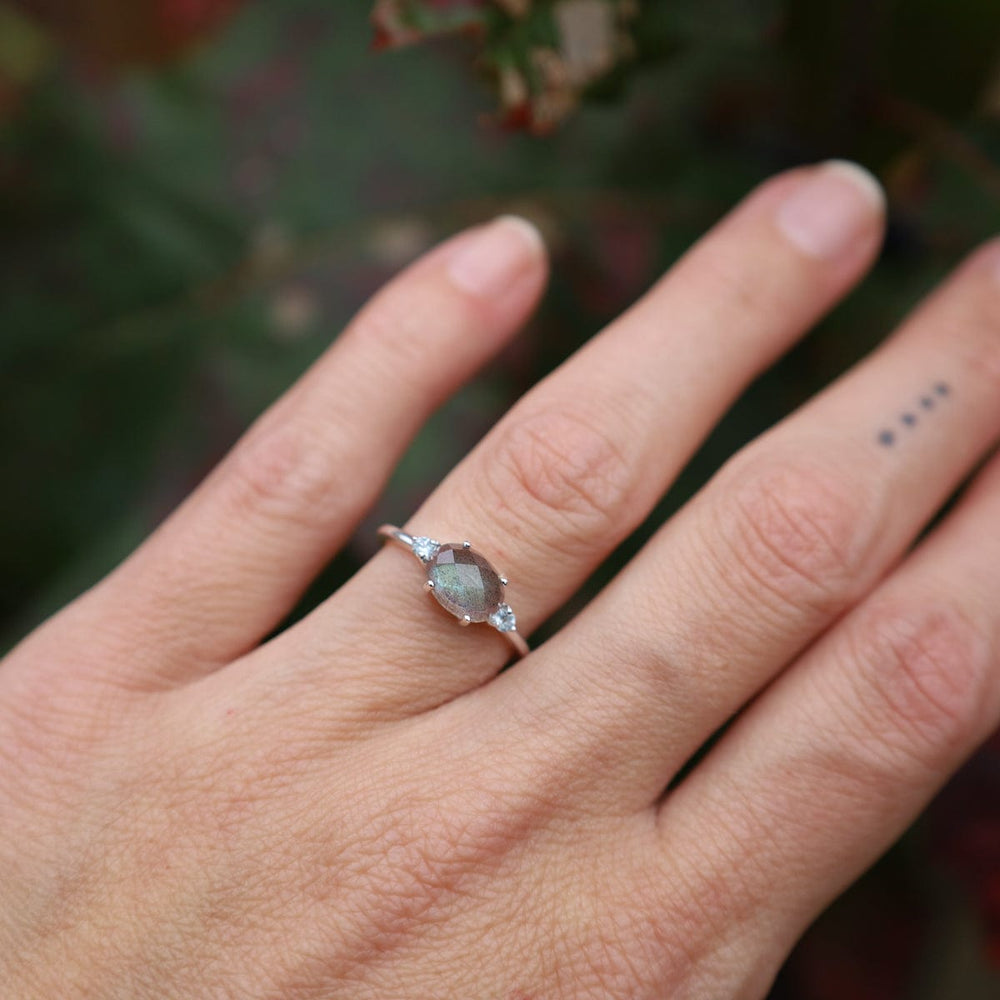 
                      
                        RNG East West Prong Set Oval Rose Cut Labradorite Ring
                      
                    