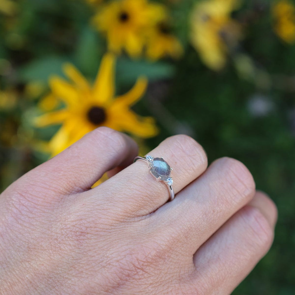 
                      
                        RNG East West Prong Set Oval Rose Cut Labradorite Ring
                      
                    