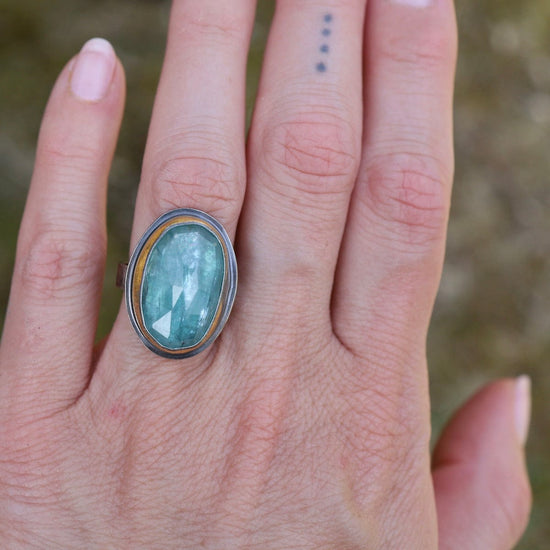 RNG Extra Large Crescent Rim Ring - Sky Blue Kyanite