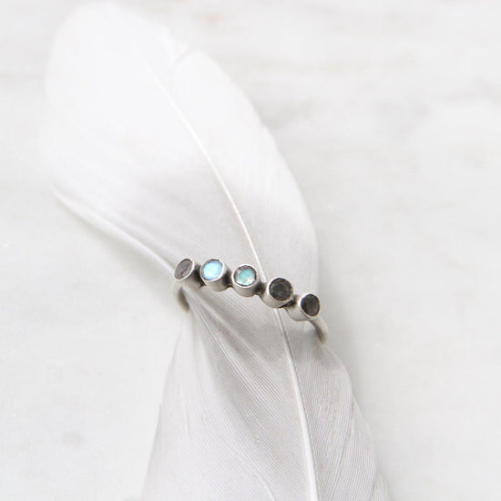 RNG Five Faceted Labradorite in Sterling Silver Ring