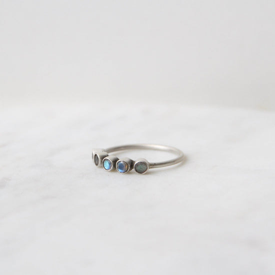 RNG Five Faceted Labradorite in Sterling Silver Ring