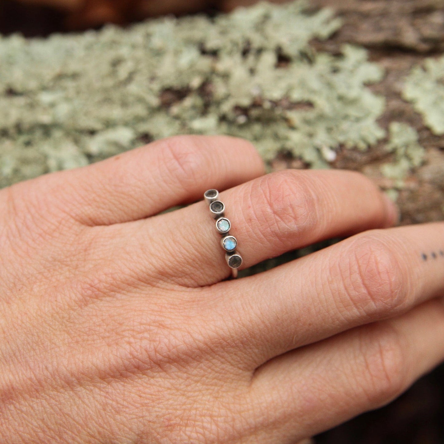 RNG Five Faceted Labradorite in Sterling Silver Ring