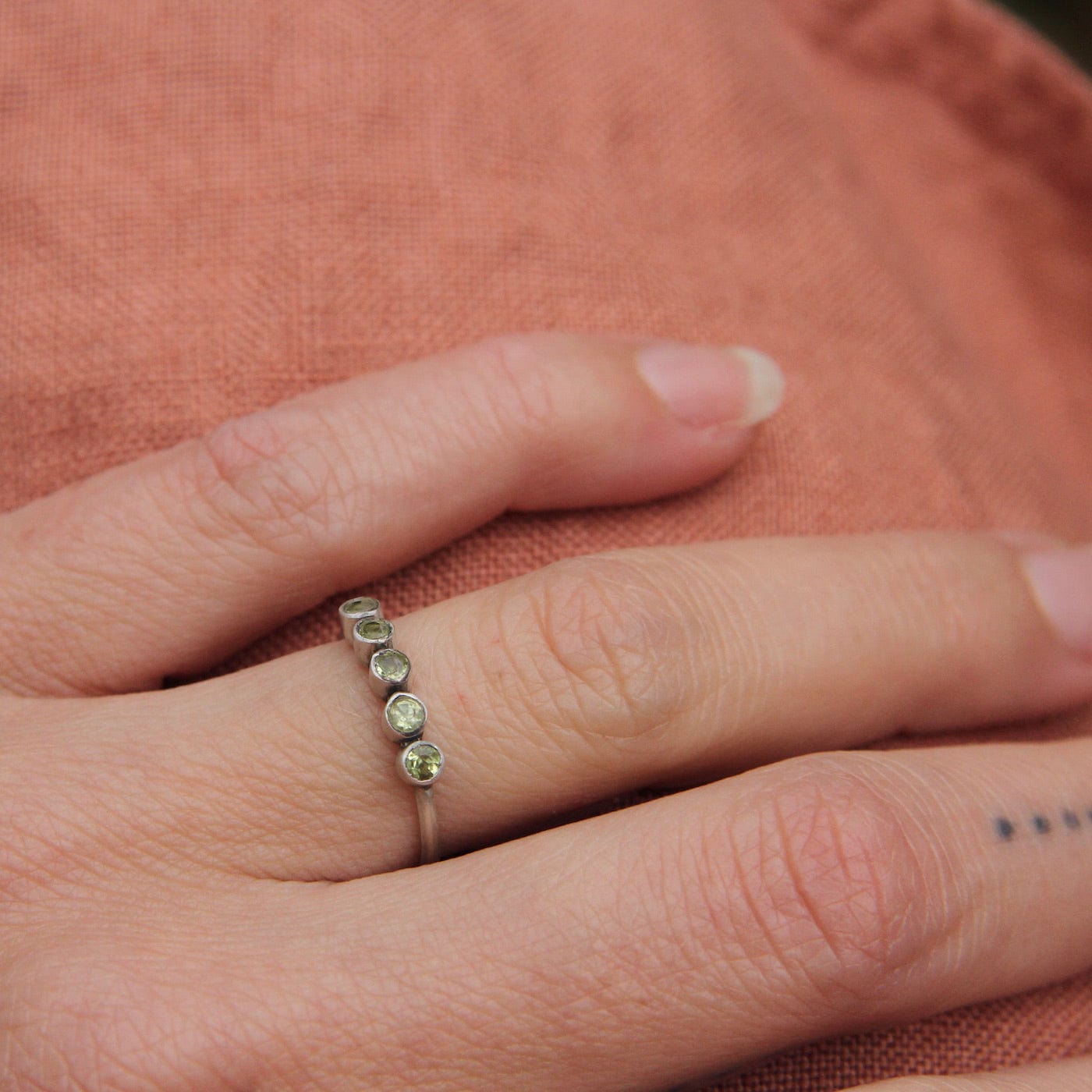 RNG Five Faceted Peridot in Sterling Silver Ring