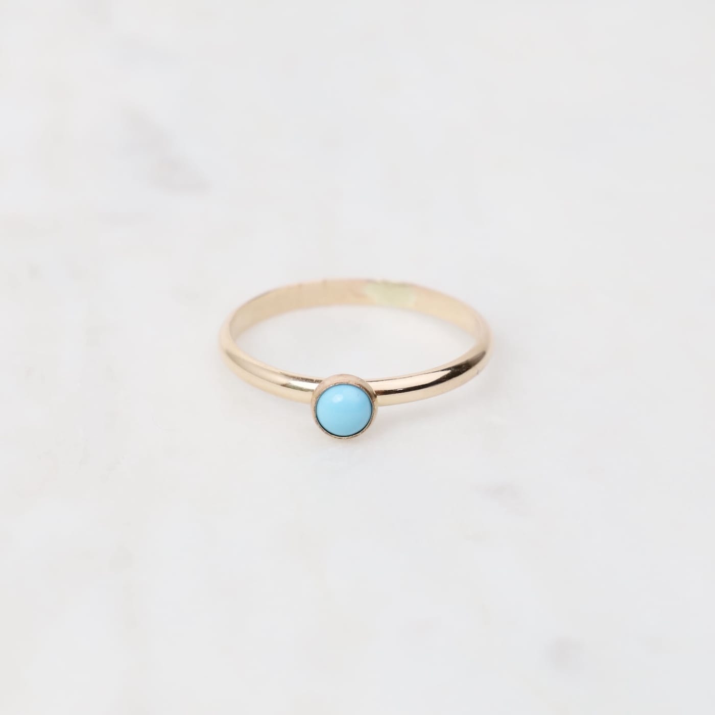 RNG-GF Gold Filled 2mm Half Round Cabochon Turquoise Ring
