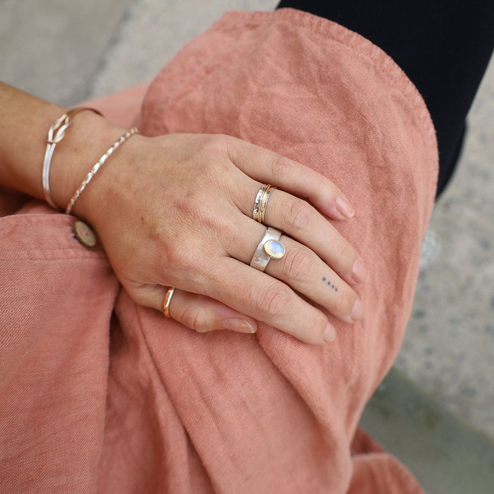 
                  
                    RNG-GF Hammered Sterling Silver Ring with Gold Filled Spinning Bands
                  
                