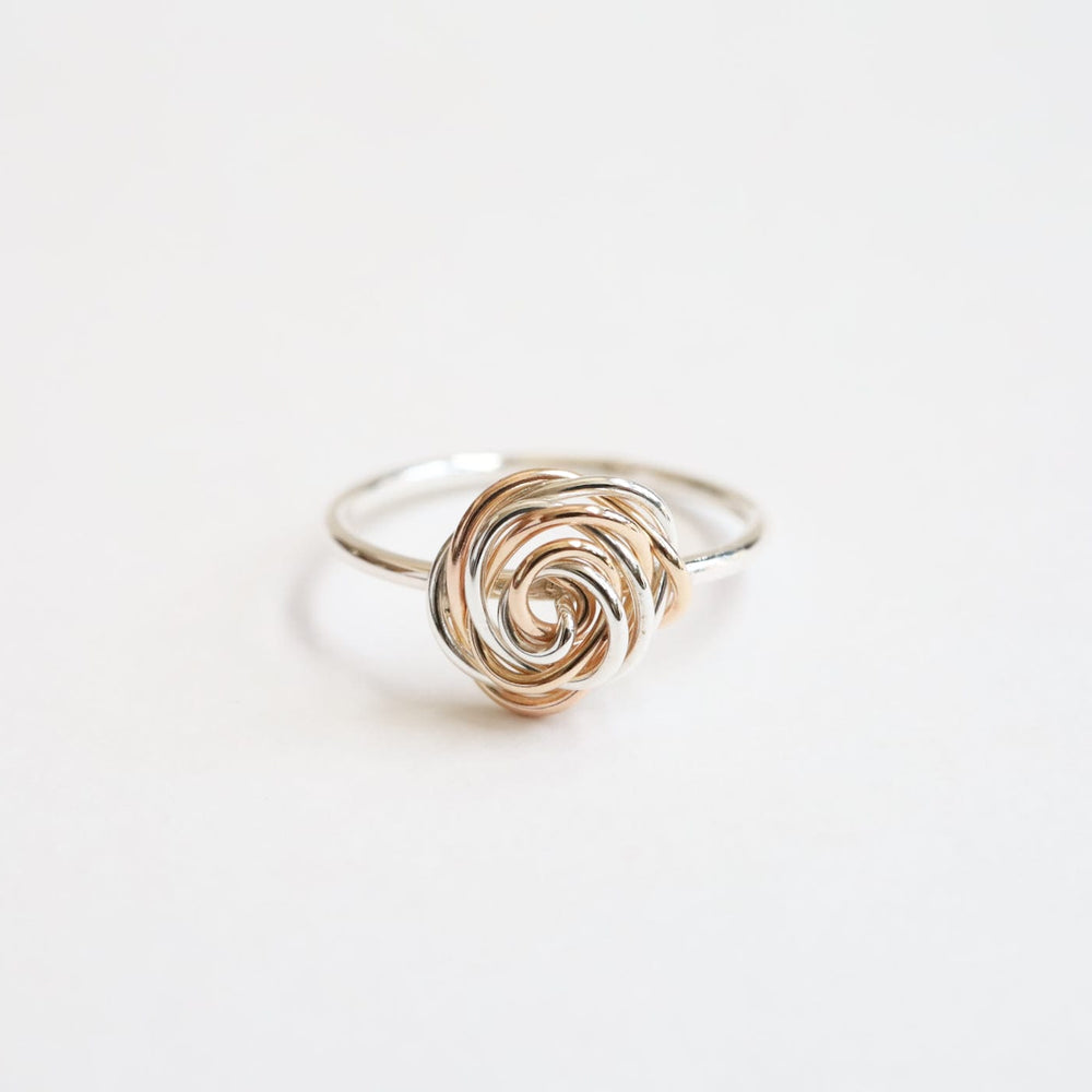 RNG-GF Silver Ring with Sterling Silver & Gold Filled Wire Rose