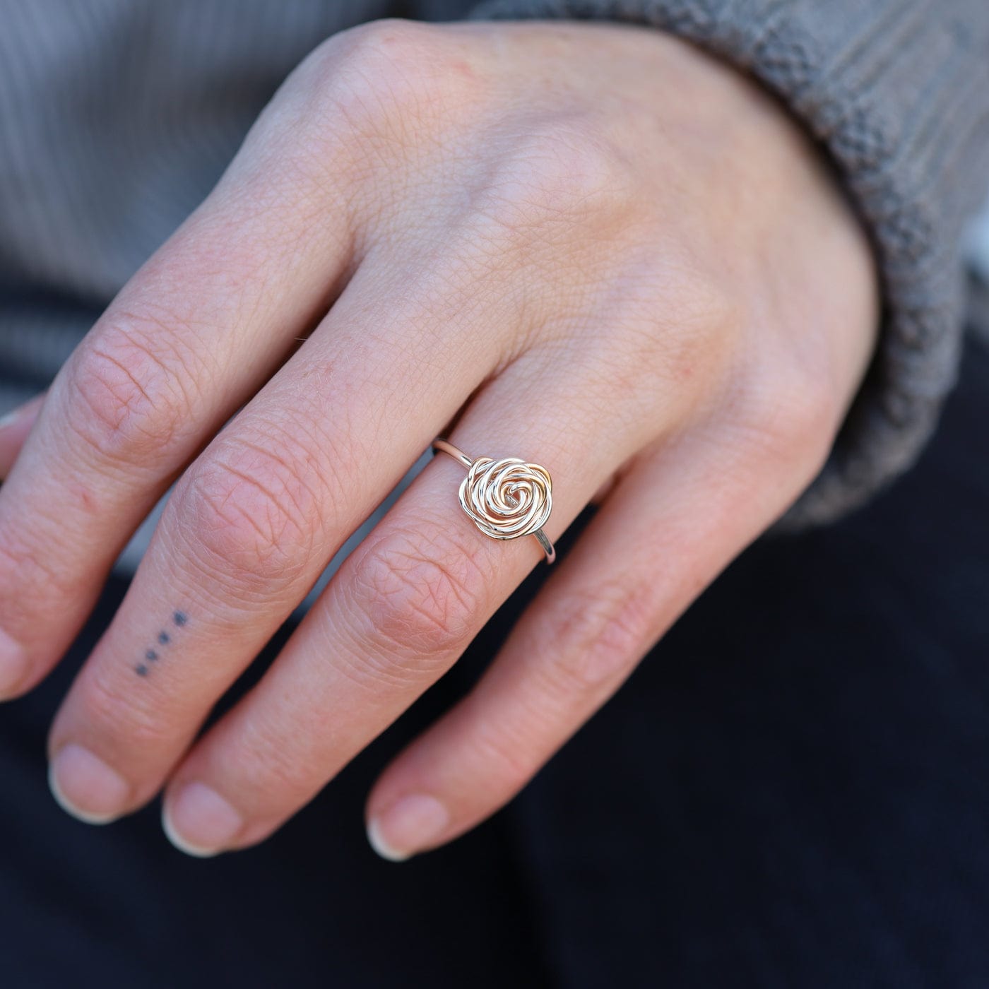 RNG-GF Silver Ring with Sterling Silver & Gold Filled Wire Rose