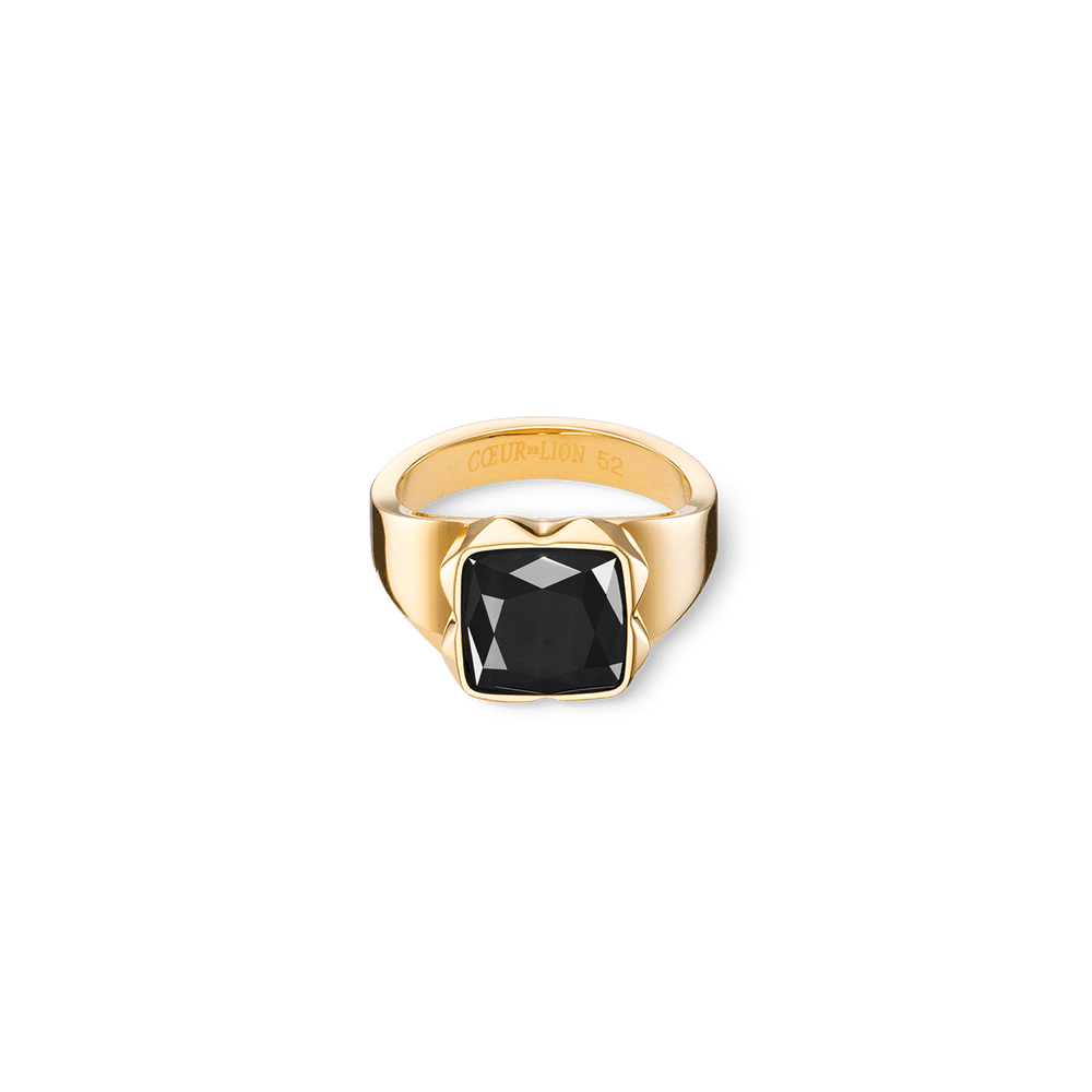 RNG Gold Black Onyx Square Spikes Ring