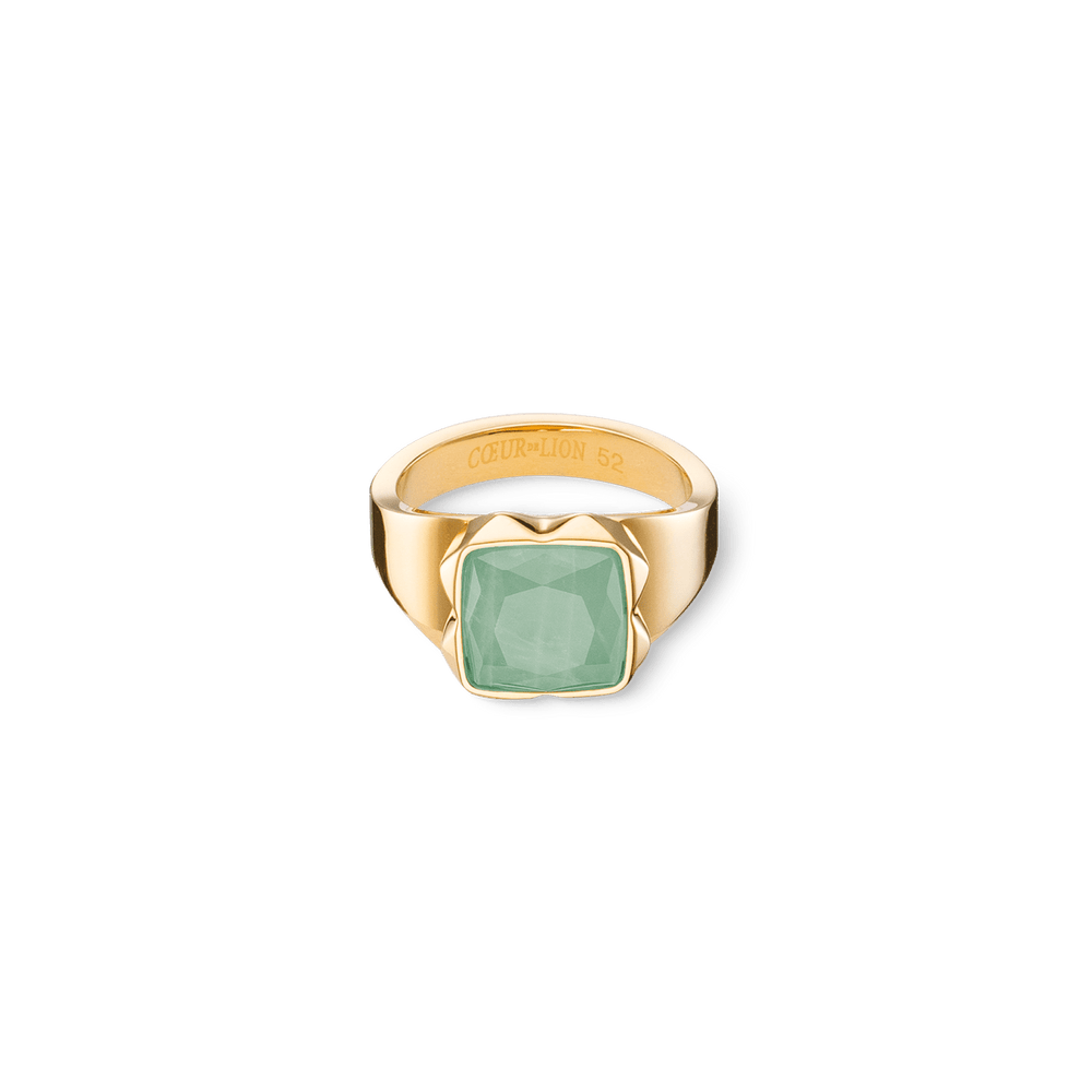 RNG Gold Green Adventurine Square Spikes Ring