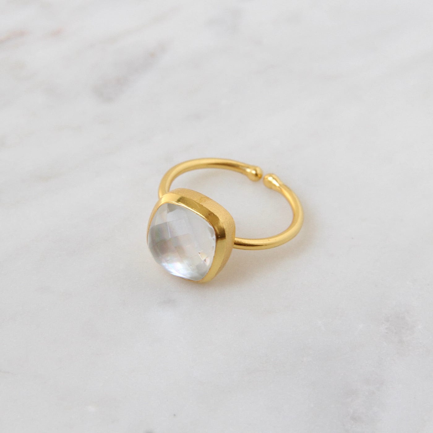 RNG-GPL Asha Square Adjustable Ring in Mother of Pearl