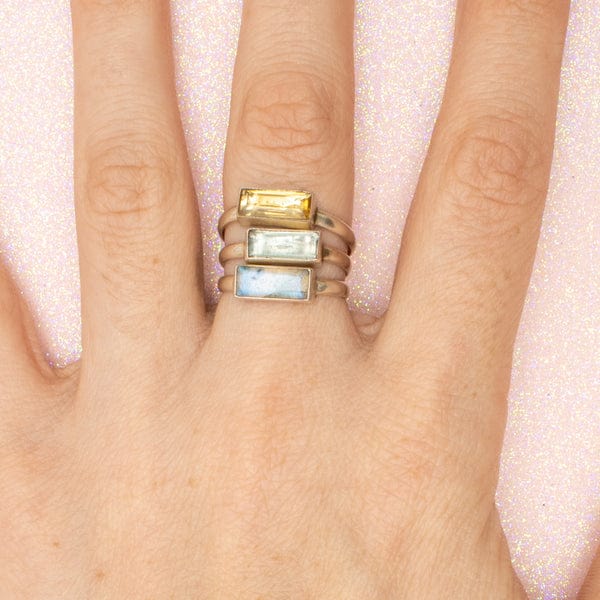 RNG-GPL Faceted Citrine Baguette Stacking Ring