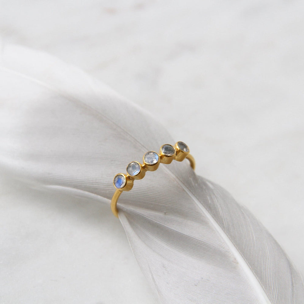 
                      
                        RNG-GPL Five Faceted Rainbow Moonstone in Gold Plated Brass Ring
                      
                    