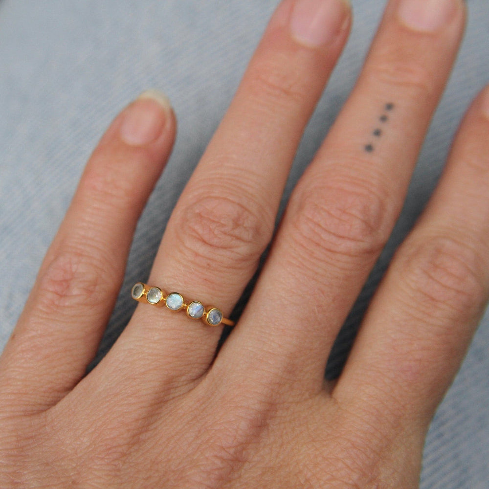 
                      
                        RNG-GPL Five Faceted Rainbow Moonstone in Gold Plated Brass Ring
                      
                    