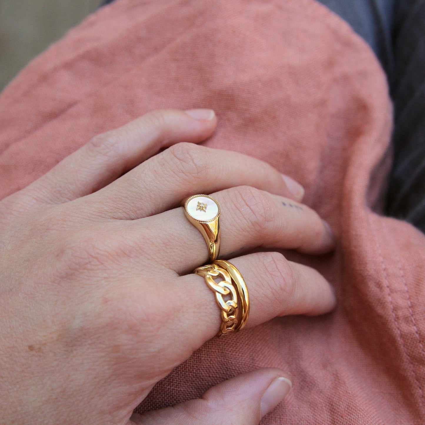 RNG-GPL Gold Curb Chain Adjustable Ring