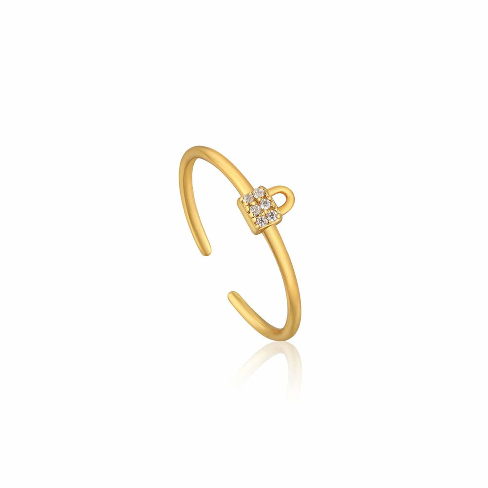 RNG-GPL Gold Padlock Sparkle Adjustable Ring