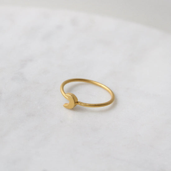 RNG-GPL Gold Plated Brass Little Crescent Moon Ring