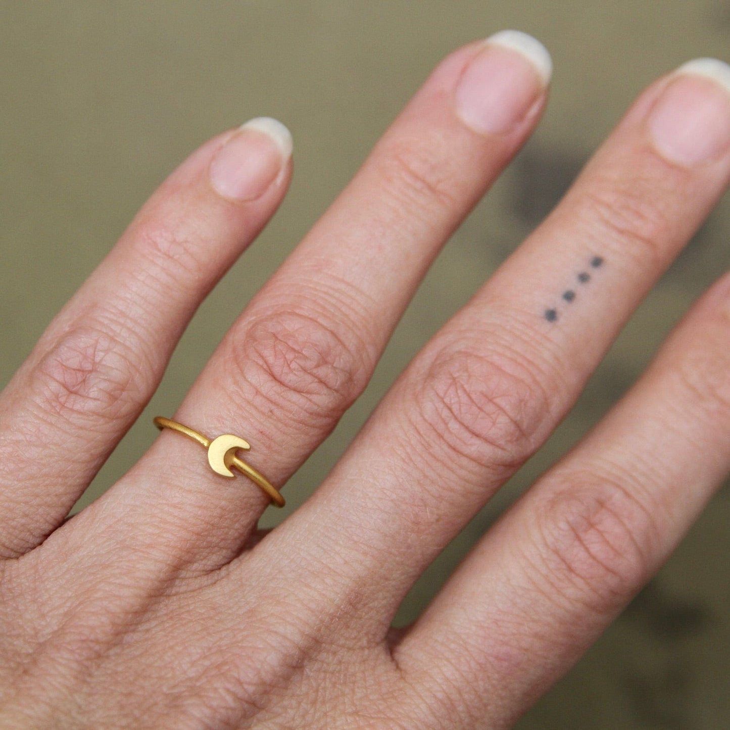 RNG-GPL Gold Plated Brass Little Crescent Moon Ring