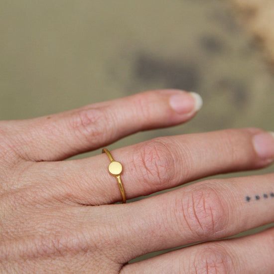 Load image into Gallery viewer, RNG-GPL Gold Plated Brass Little Disc Ring
