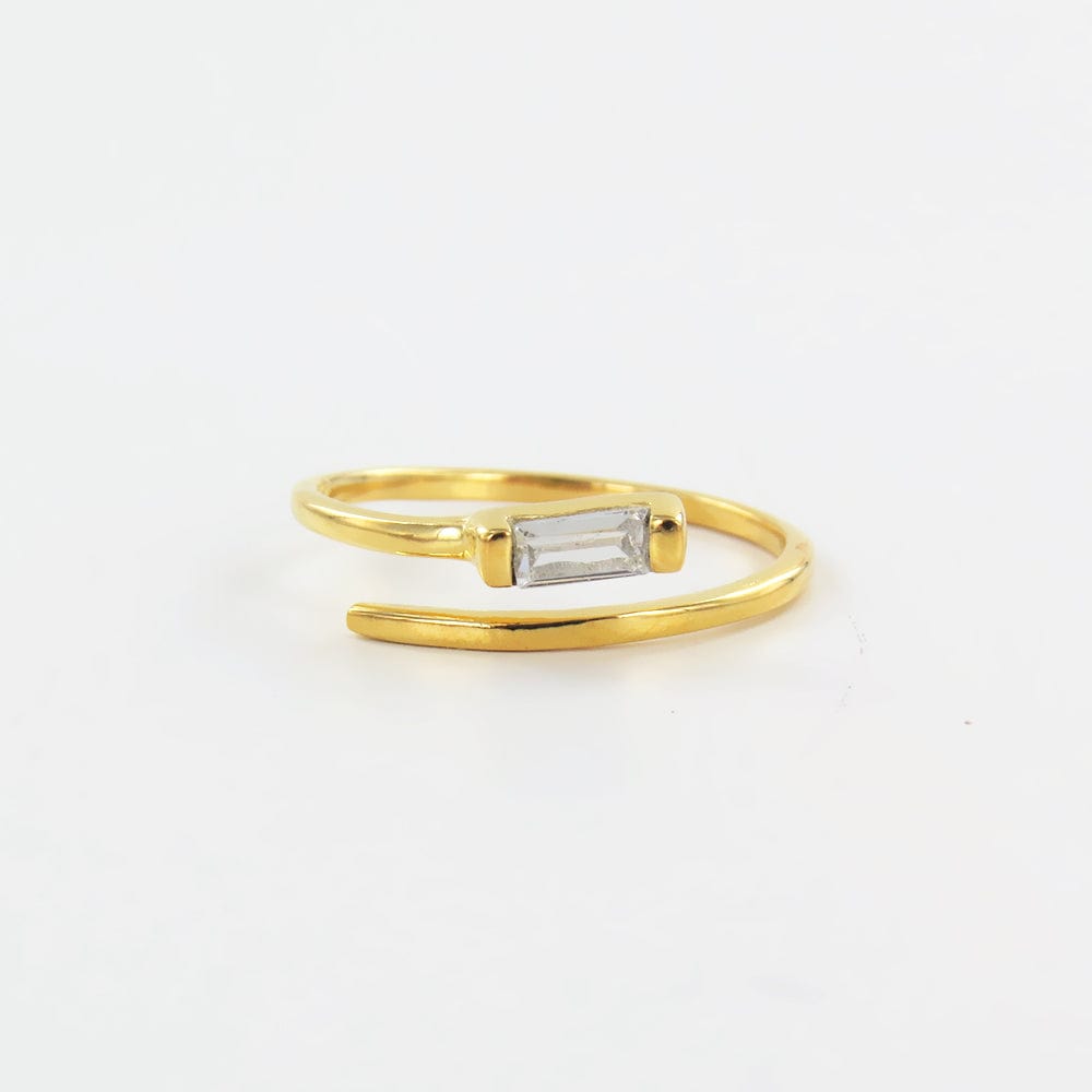 RNG-GPL GOLD PLATED OPEN SPIRAL RING WITH ZIRCON