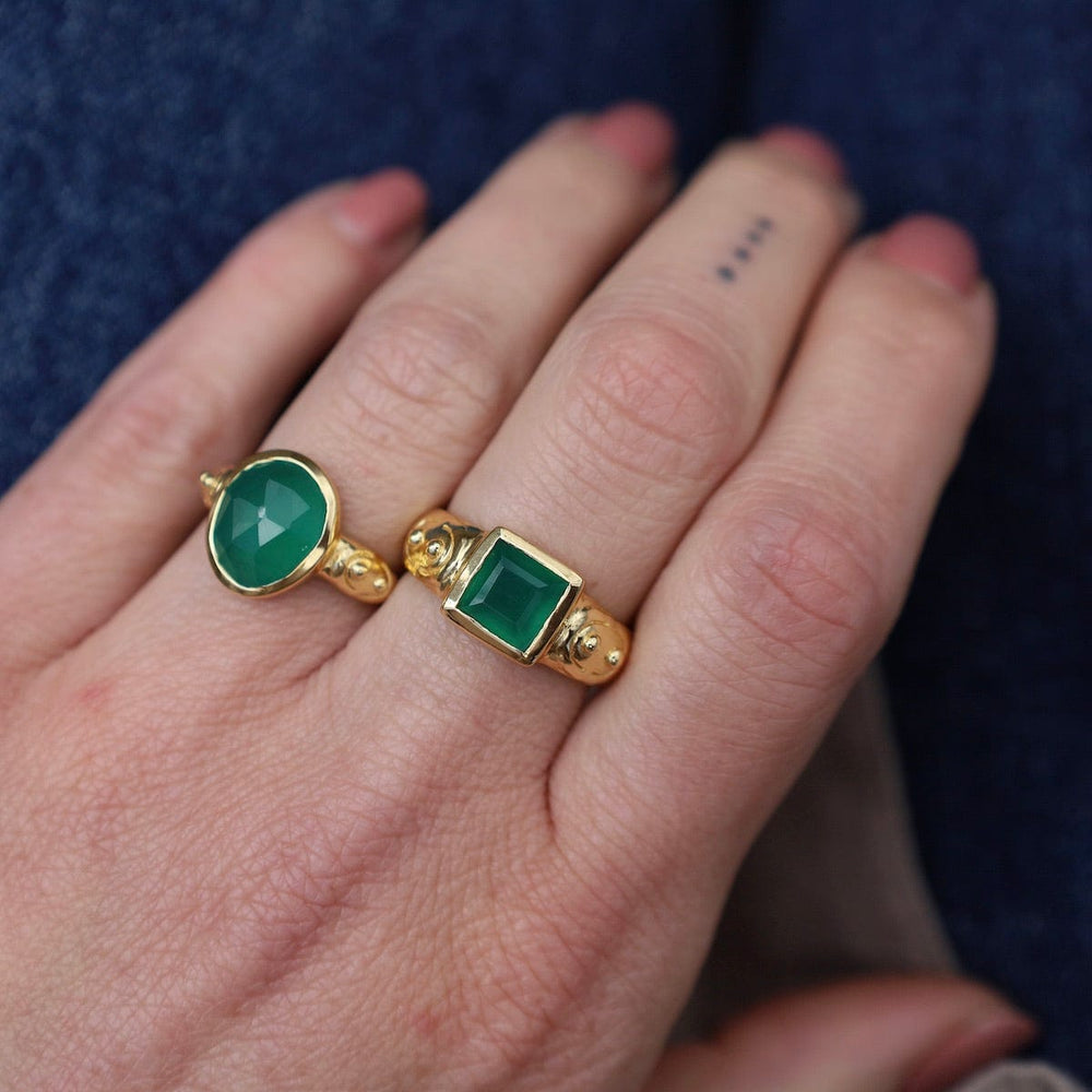 RNG-GPL Green Onyx Boho Oval Ring