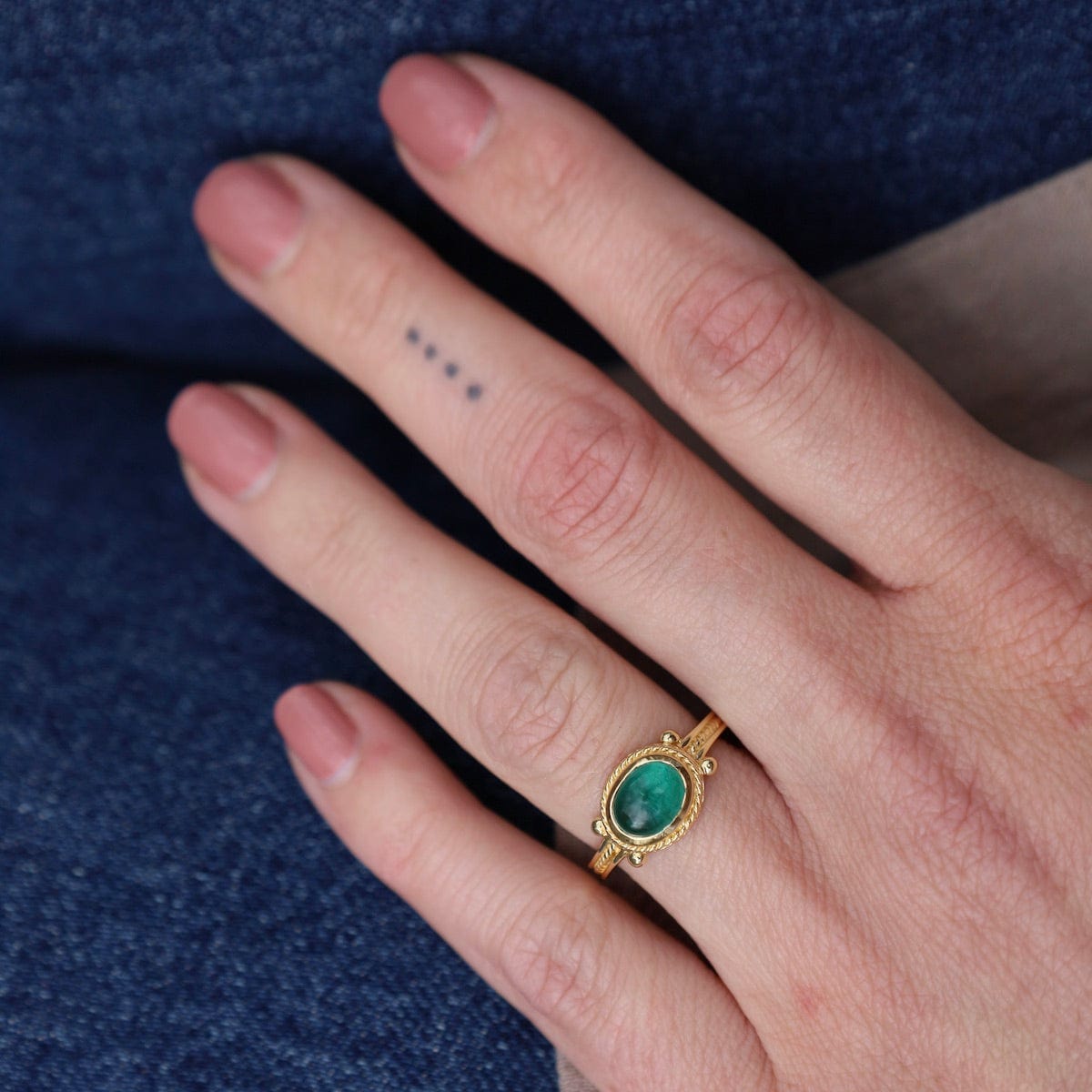 RNG-GPL Green Tourmaline Boho Chic Ring